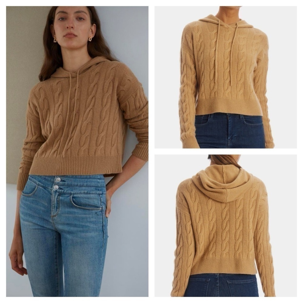 Lord & Taylor W. Cashmere Scout Cashmere Cable Knit Hoodie size M New with tag